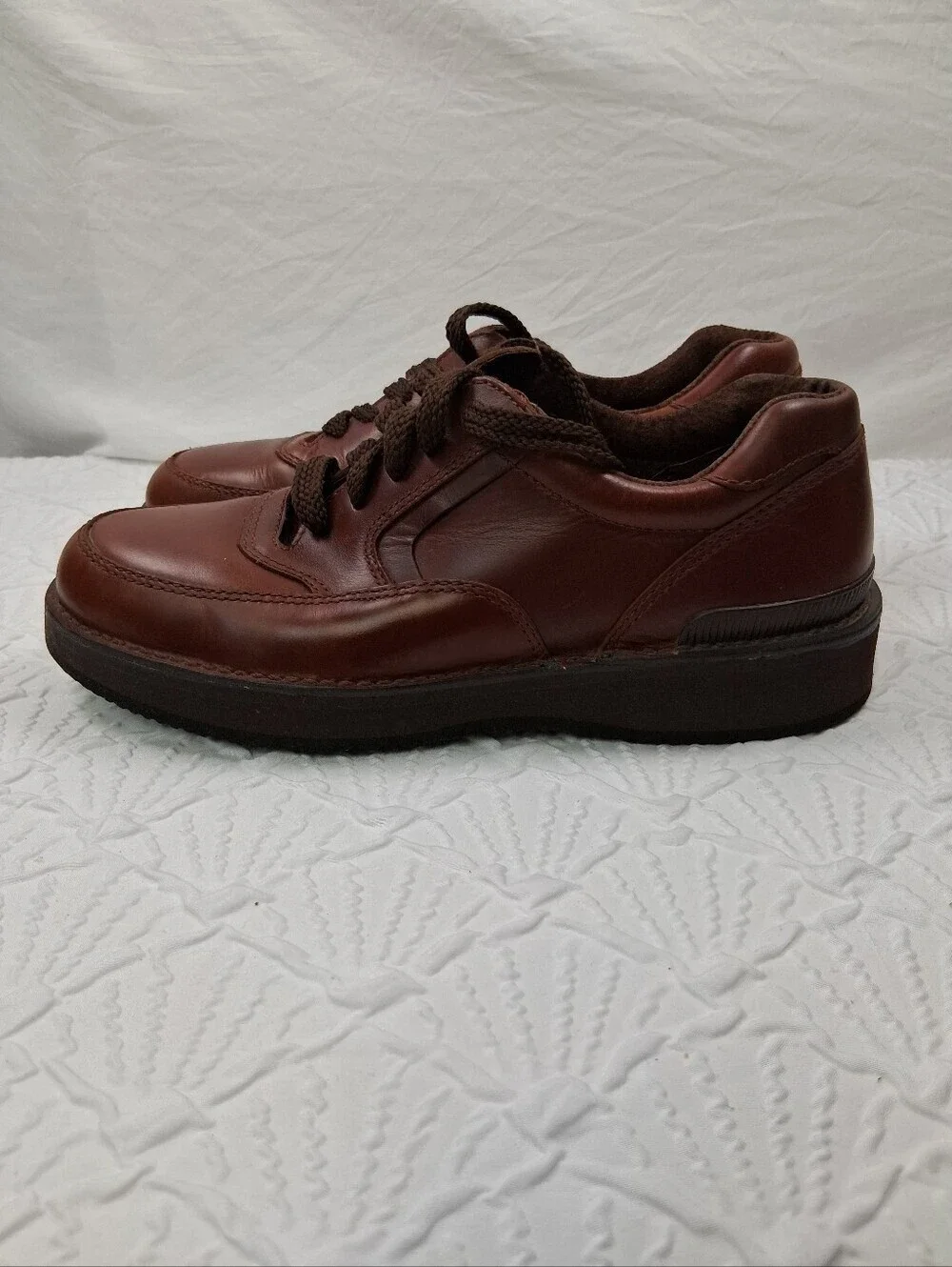 Whitefish Bay Men's Brown Leather Lace-Up Slip-On Comfort Loafers Retro Casual